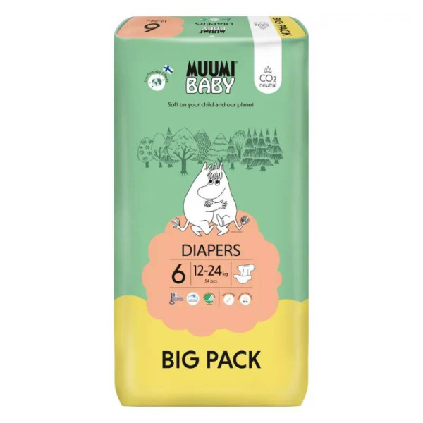 Muumi Baby Diapers Big Pack Fraldas 6 (12-24Kg) X54